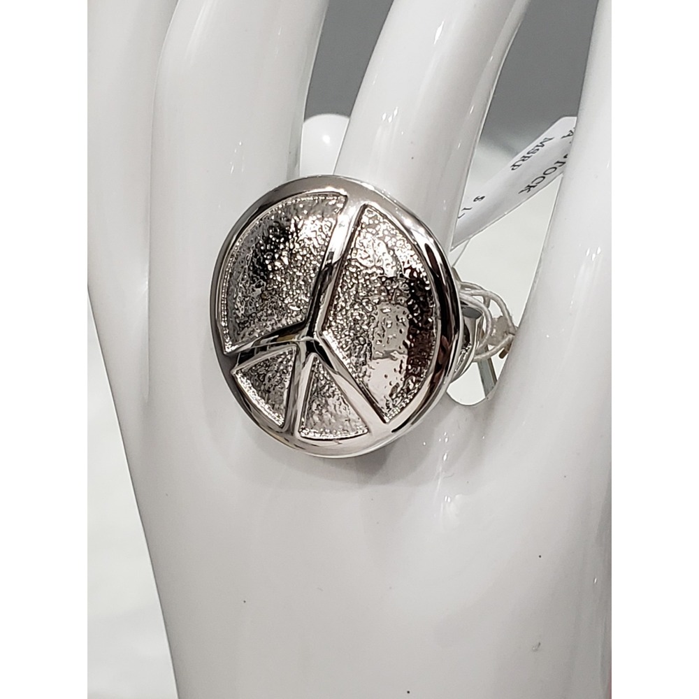 NEW SIZE 7 Lauren G Adams LGA Cocktail Ring peace sign mod statement hippie 70s